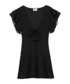Saint Laurent Embroidered Muslin V-neck Dress Clothing In Black