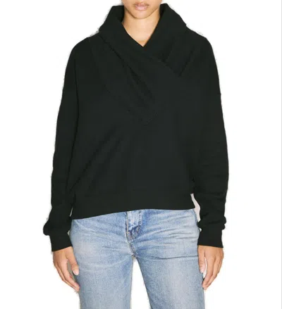 SAINT LAURENT V-NECK DROP SHOULDER HOODIE