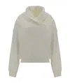 Saint Laurent Draped-detail Cowl-neck Sweatshirt In Nude