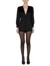 Saint Laurent Long Sleeved Vneck Jumpsuit In Black