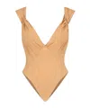 Saint Laurent Crossover Front V-neck Sleeveless Top In Brown