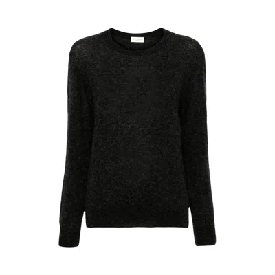 Pre-owned Saint Laurent V-neck Long-sleeve Jumper 'charbon' | Grey | Women's Size L In Gray