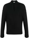 Saint Laurent V-neck Long-sleeve Sweatshirt In Black