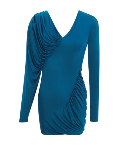 SAINT LAURENT SAINT LAURENT DRAPED LONG-SLEEVED DRESS