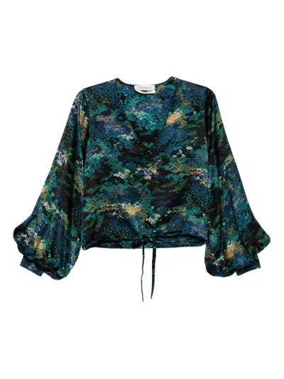 Pre-owned Saint Laurent V-neck Printed Silk Top