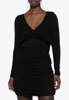 Saint Laurent Black Mini Dress With Cowl Back In Viscose In Black