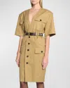 Saint Laurent Saharienne Dress In Dkbeige