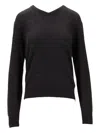 Saint Laurent Cashmere Silk V Neck Knit Sweater In Black