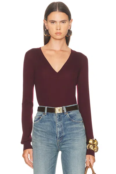 Saint Laurent V-neck Sweater In Burgundy