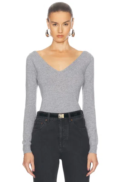 Saint Laurent V-neck Sweater In Gris Chine
