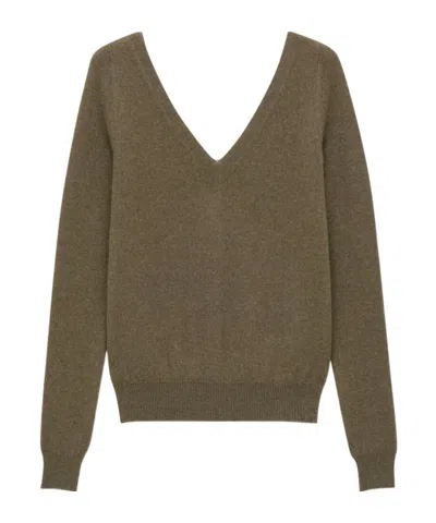 Saint Laurent V-neck Sweater In Cashmere In Green