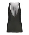 Saint Laurent Black Deep V Neck Tank Top In Black
