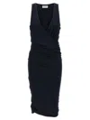 Saint Laurent V-necked Sleelvess Dress In Blue