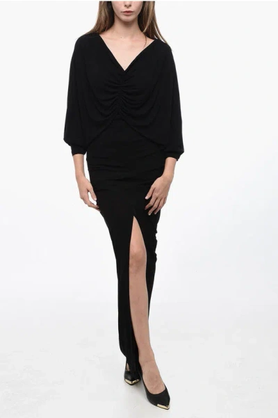 Saint Laurent Draped Dress In Black