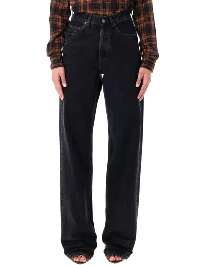 Saint Laurent V Waist Baggy Denim In Black