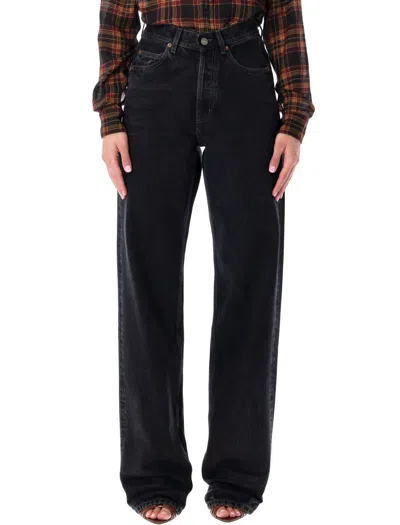 Saint Laurent V Waist Baggy Denim In Blue