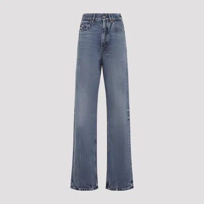 Saint Laurent V Waist Baggy Jeans In Blue