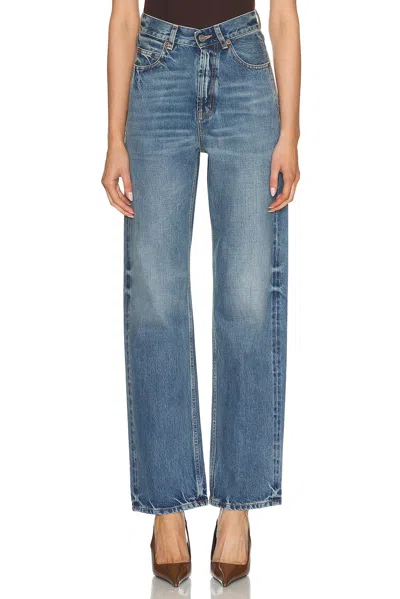 Saint Laurent V-waist Baggy Wide Leg In Blue