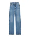 Saint Laurent V-waist Long Baggy Jeans In Blue