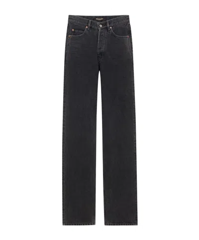 Saint Laurent V-waist Long Baggy Jeans In 90's French Black Denim
