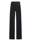 Saint Laurent Wide-leg Denim Jeans With A V-waisted Waist In Black