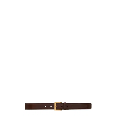 Saint Laurent Vadim Belt In Leather In Caramel Chocolate