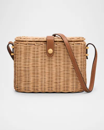 Saint Laurent Vanity Crossbody Bag In Wicker And Leather