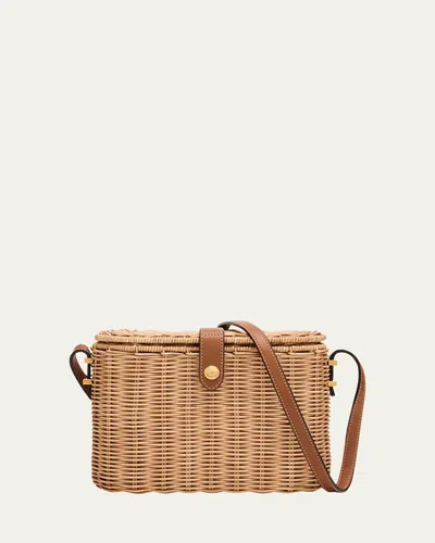 Saint Laurent Vanity Crossbody Bag In Wicker And Leather