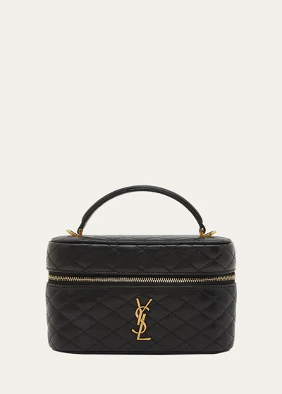 SAINT LAURENT GABBY MINI VANITY CASE IN QUILTED LEATHER WITH GOLD HARDWARE
