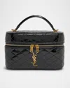 Saint Laurent Vanity Ysl Top-handle Bag In Quilted Patent Leather In Black