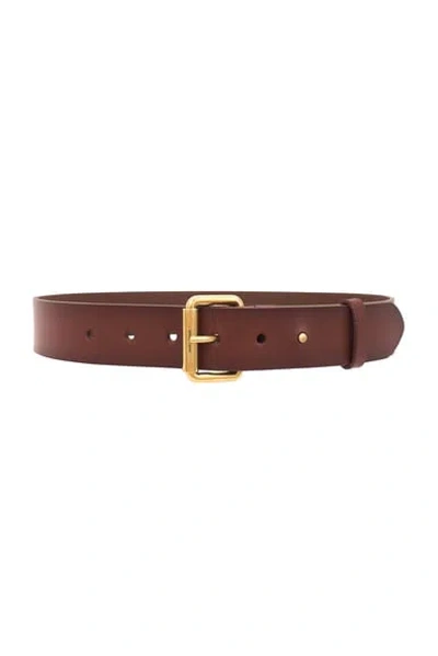 Saint Laurent Vegan Leather Square Belt In Dark Brown Chocolate