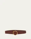Saint Laurent Vegetal Leather Buckle Belt In Dark Brown
