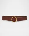 Saint Laurent Vegetal Leather Buckle Belt In Dark Brown