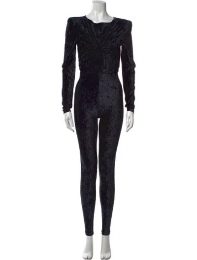 Pre-owned Saint Laurent Velour Cowl Neck Jumpsuit In Black