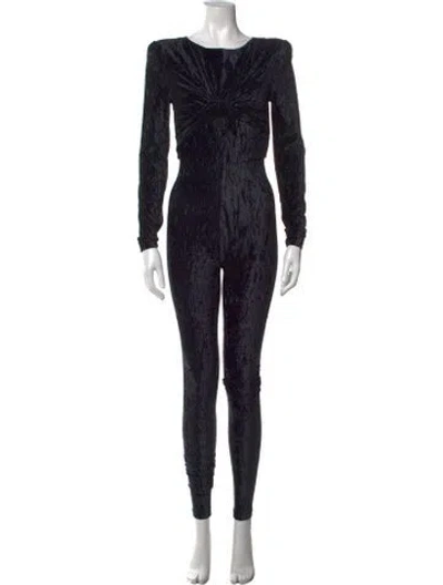 Pre-owned Saint Laurent Velour Crew Neck Jumpsuit In Blue