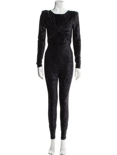 Pre-owned Saint Laurent Velour Scoop Neck Jumpsuit In Blue