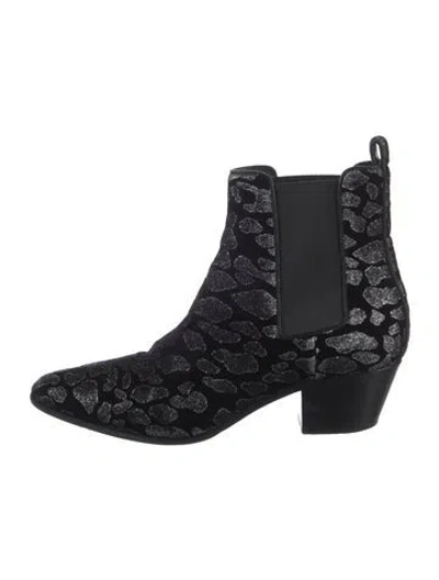 Pre-owned Saint Laurent Velvet Animal Print Chelsea Boots In Black/metallic