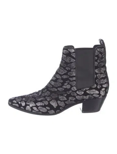 Pre-owned Saint Laurent Velvet Animal Print Chelsea Boots In Multi