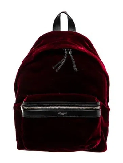 Pre-owned Saint Laurent Velvet Backpack In Red