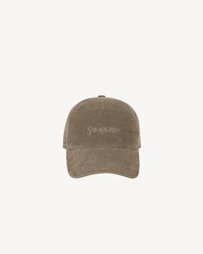 Saint Laurent Velvet Baseball Hat In Brown