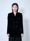 Saint Laurent Velvet Double-breasted Jacket Button Detailing In Black