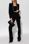 Saint Laurent Plunging V-neck Velvet Blouse In Black