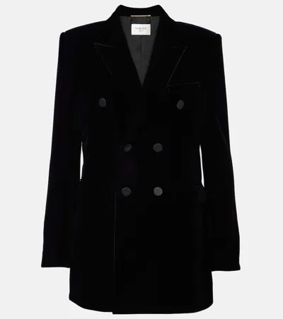 Saint Laurent Velvet Blazer In Black