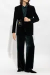 Saint Laurent Velvet Blazer In Green