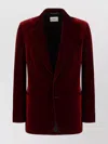 Saint Laurent Velvet Blazer With Notch Lapel And Front Pockets In Red