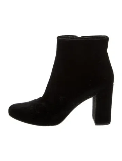Pre-owned Saint Laurent Velvet Boots In Black