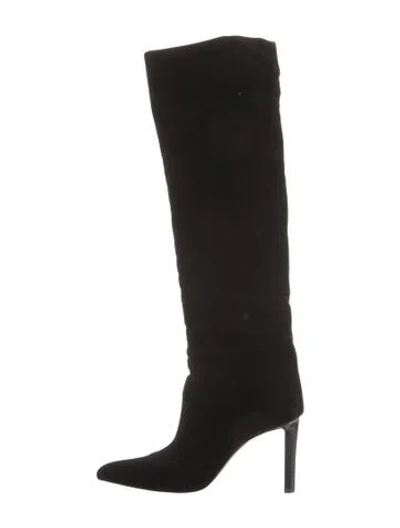 Pre-owned Saint Laurent Velvet Boots In Black