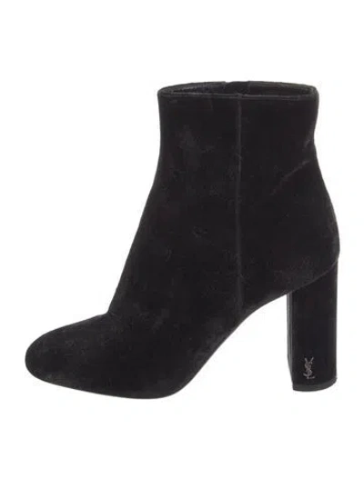 Pre-owned Saint Laurent Velvet Boots In Black