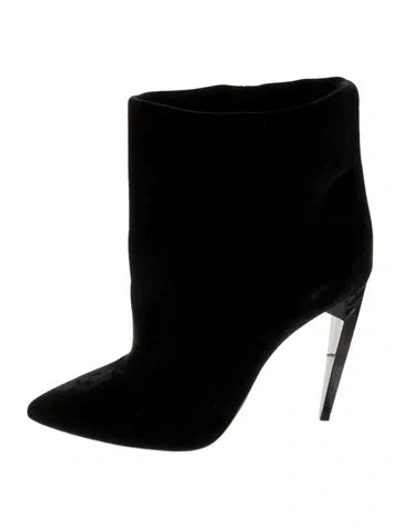 Pre-owned Saint Laurent Velvet Boots In Black