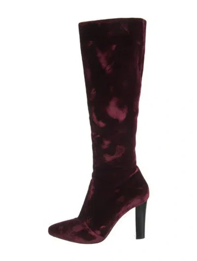 Pre-owned Saint Laurent Velvet Boots In Burgundy